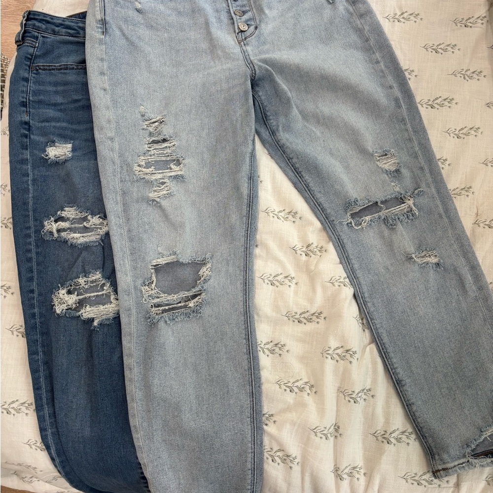 Two pairs of American Eagle Outfitters Distressed Blue Boyfriend Jeans